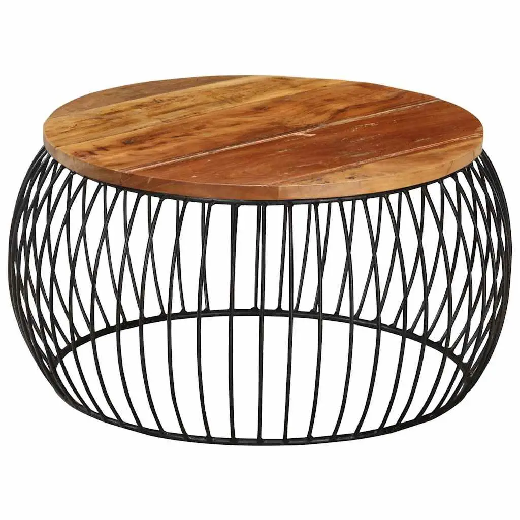 Handmade Vintage-Style Coffee Table Ø68cm Reclaimed Wood