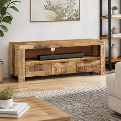 Wooden TV Cabinet 110x30x40 cm with Storage Drawers