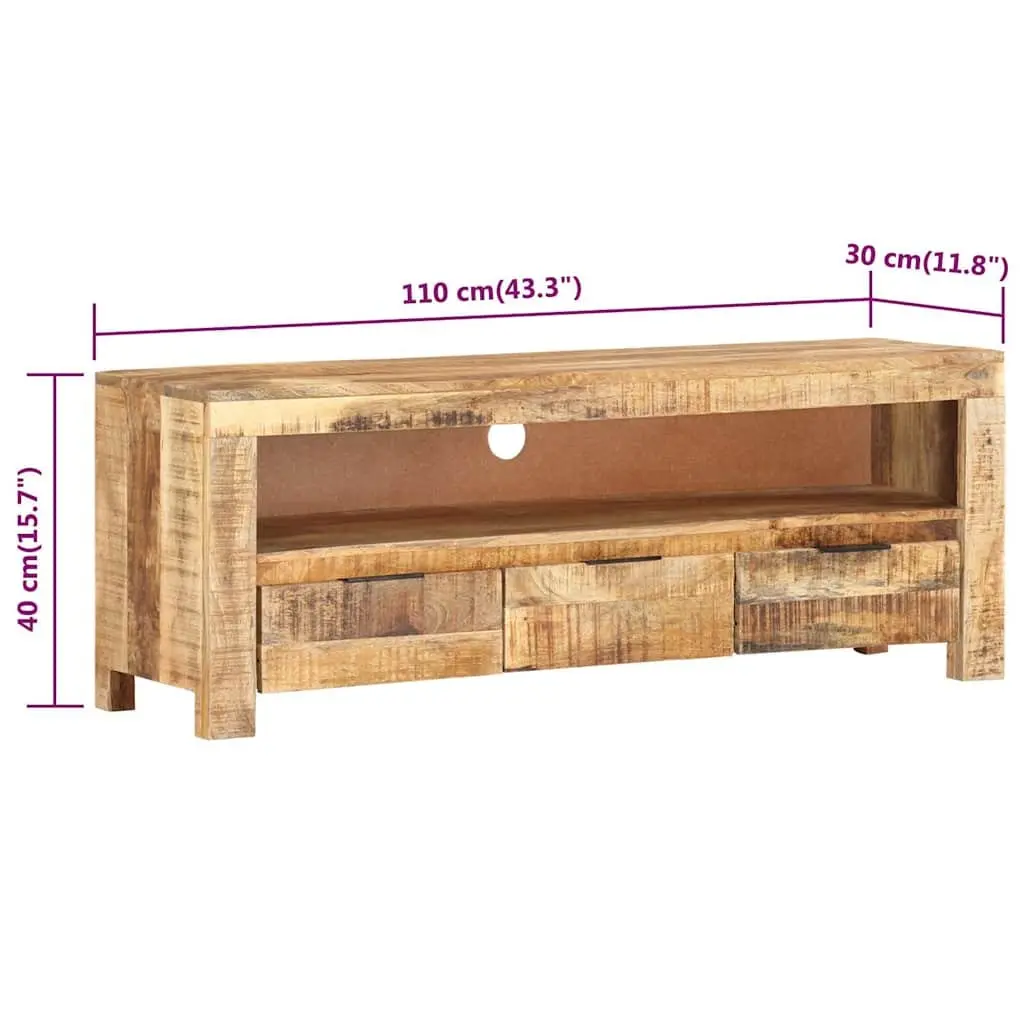 Wooden TV Cabinet 110x30x40 cm with Storage Drawers