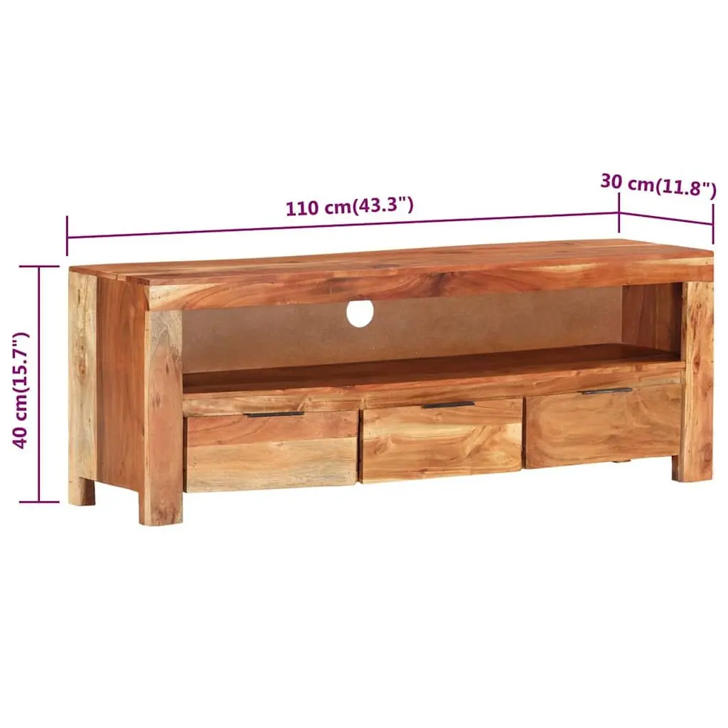 TV Cabinet 110x30x40 cm Solid Wood Acacia Brown Media Storage Unit Furniture