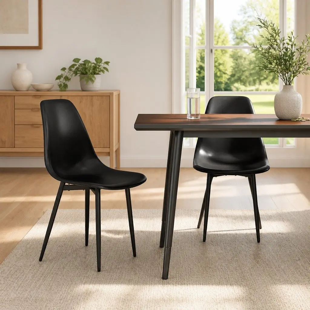 Black Ergonomic Dining Chairs 2-Piece Set