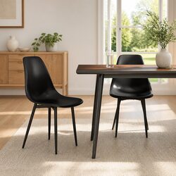 Black Ergonomic Dining Chairs 2-Piece Set