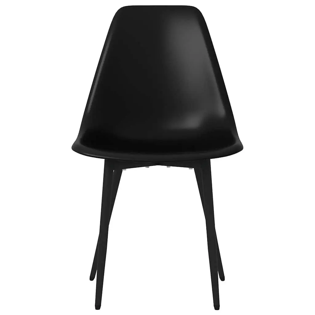 Set of 4 Black Ergonomic Dining Chairs with Metal Legs