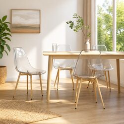 Set of 4 Modern Dining Chairs with Transparent Seat