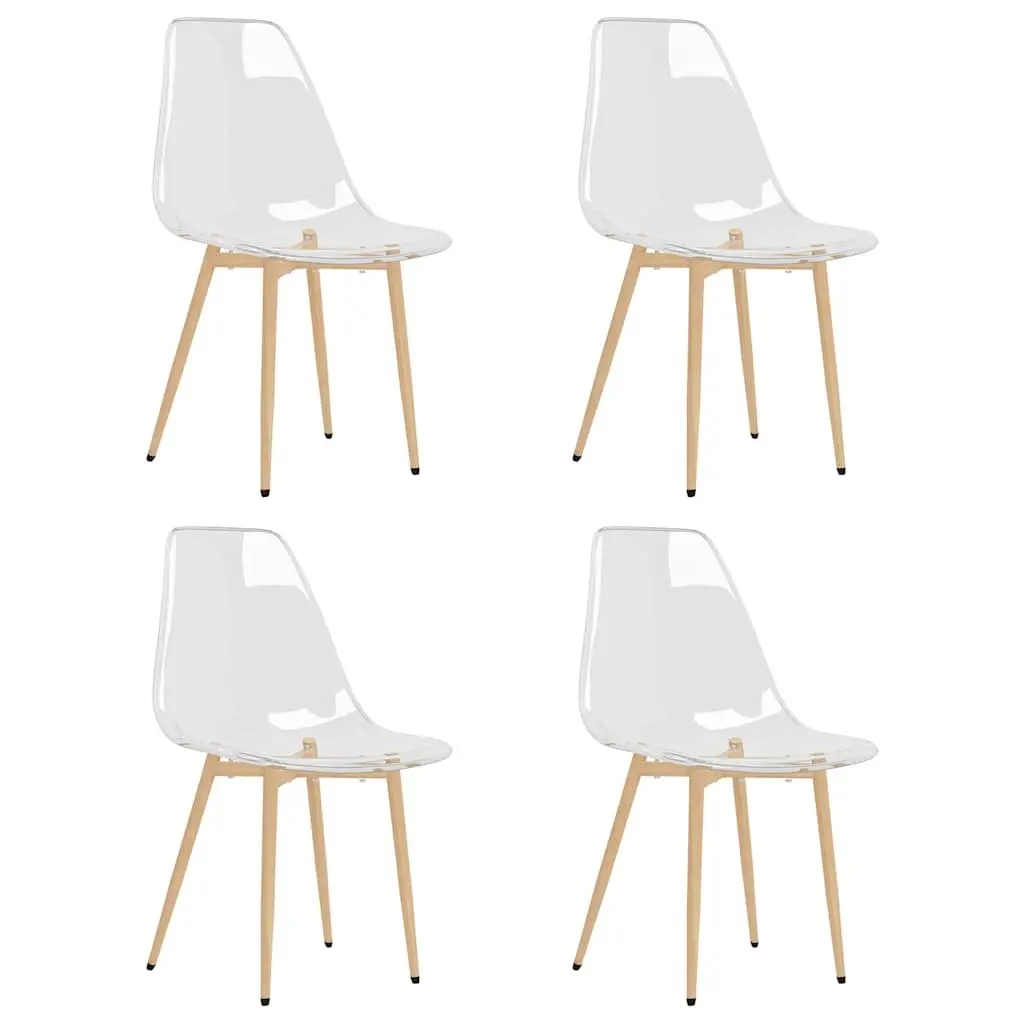 Dining Chairs 4 pcs Transparent Seat Ergonomic Backrest Kitchen Furniture