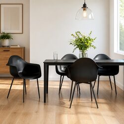 4-Piece Black Polypropylene Dining Chair Set
