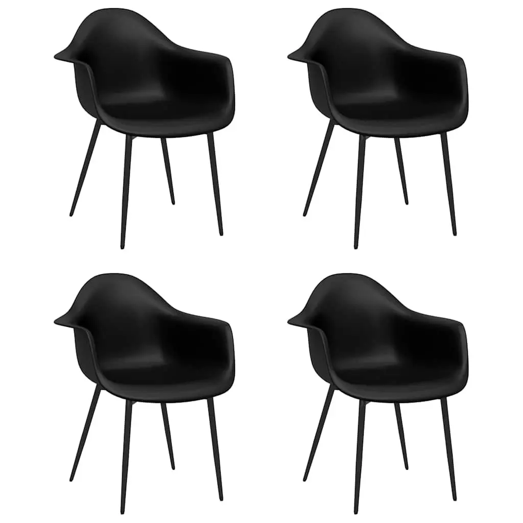 Dining Chairs Black Ergonomic Curved Backrest Polypropylene 4 Pcs
