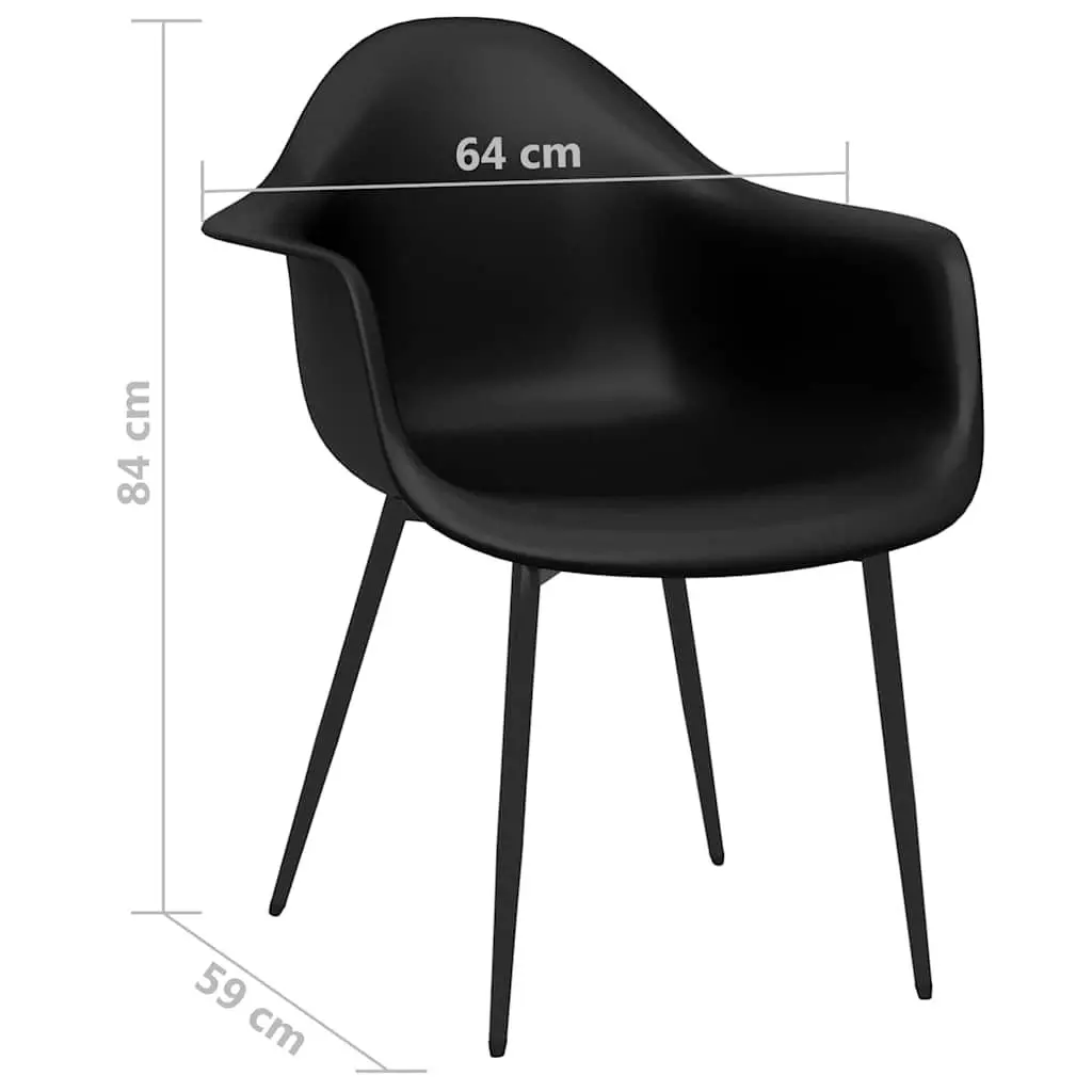 Dining Chairs Black Ergonomic Curved Backrest Polypropylene 4 Pcs