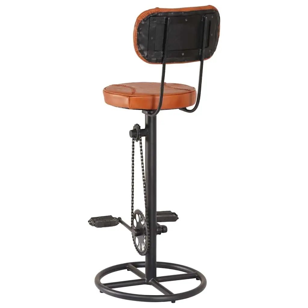 Bar Stools 2 pcs Brown Upholstered Seating with Bicycle Pedal Footrests