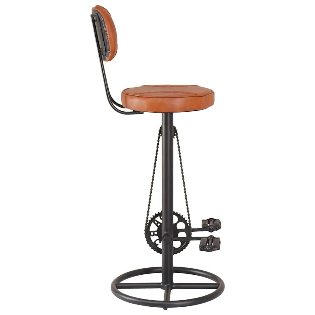 Bar Stools 2 pcs Brown Upholstered Seating with Bicycle Pedal Footrests