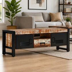 Rustic TV Cabinet 120x30x40 cm Reclaimed Wood Storage Unit