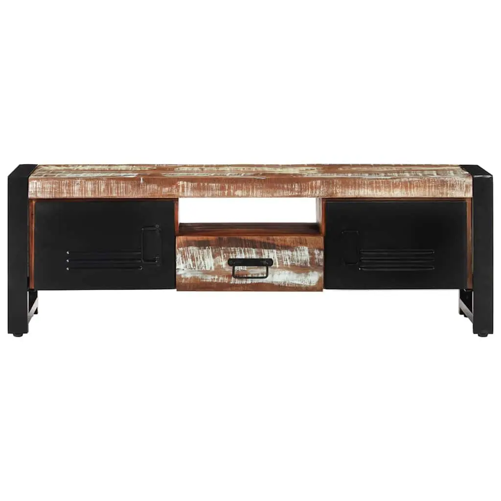 TV Cabinet Industrial Style 120x30x40 cm Solid Reclaimed Wood with Doors Drawer