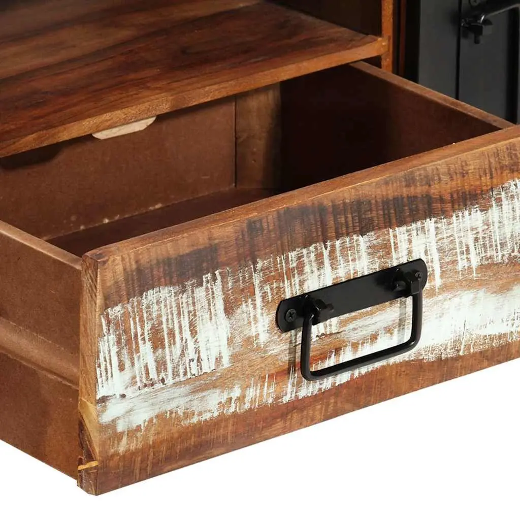 TV Cabinet Industrial Style 120x30x40 cm Solid Reclaimed Wood with Doors Drawer