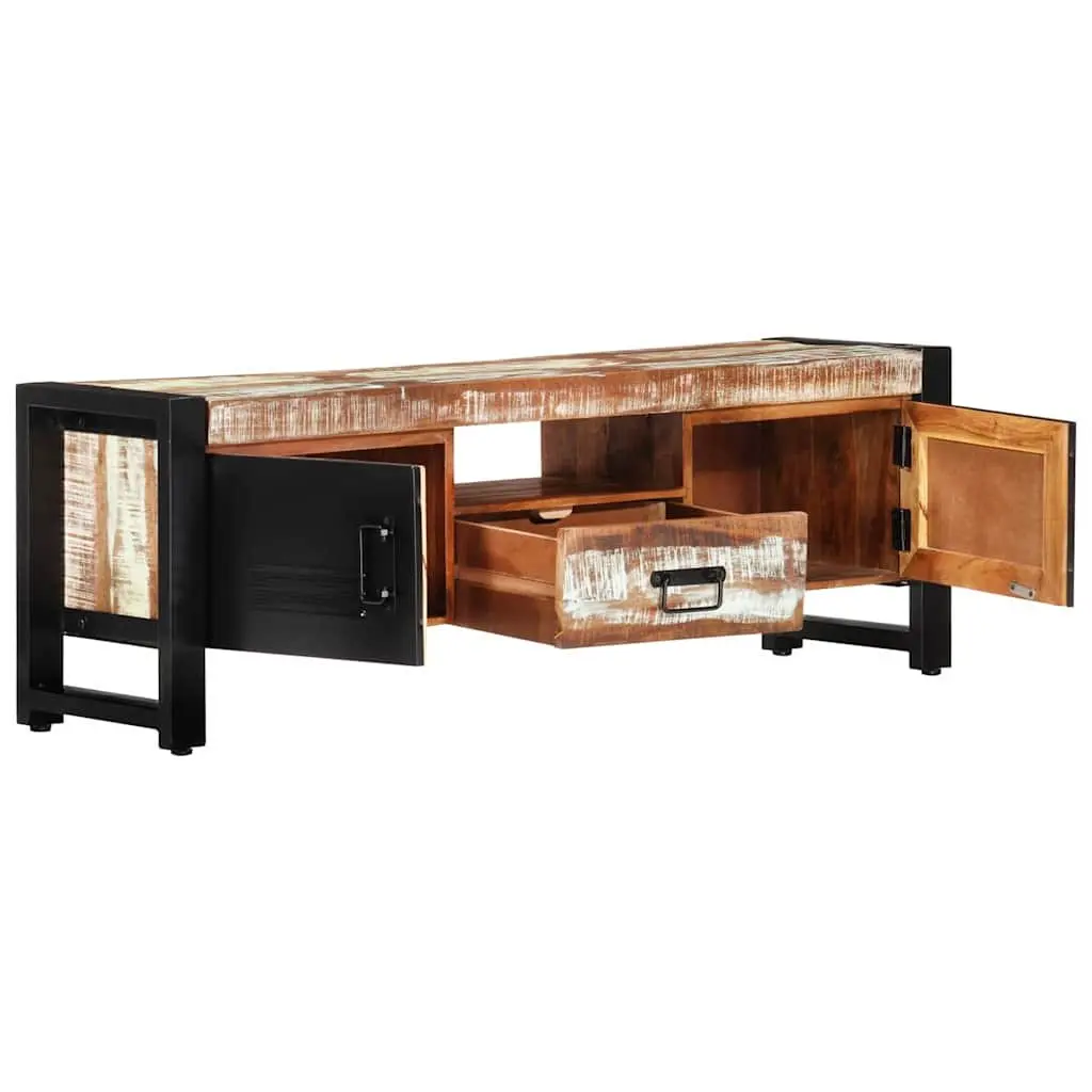 TV Cabinet Industrial Style 120x30x40 cm Solid Reclaimed Wood with Doors Drawer
