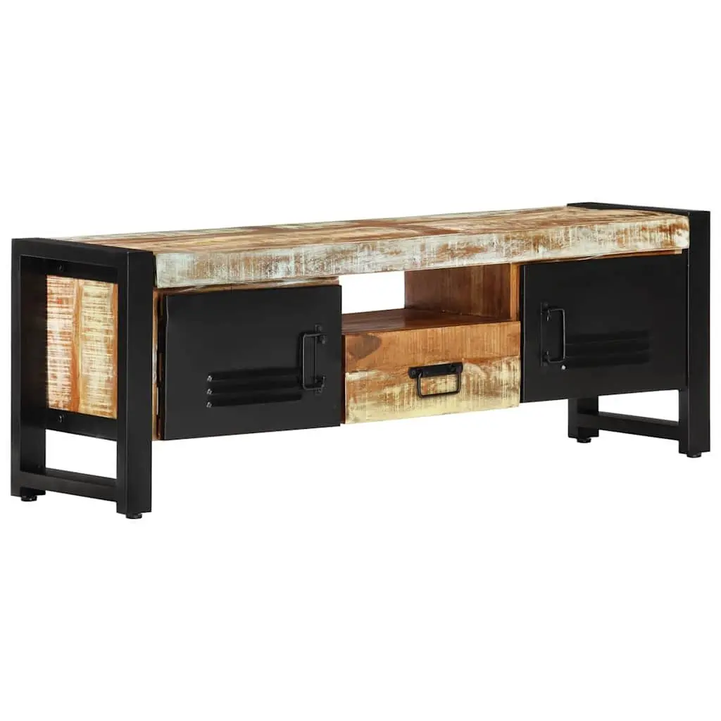 TV Cabinet Industrial Style 120x30x40 cm Solid Reclaimed Wood with Doors Drawer