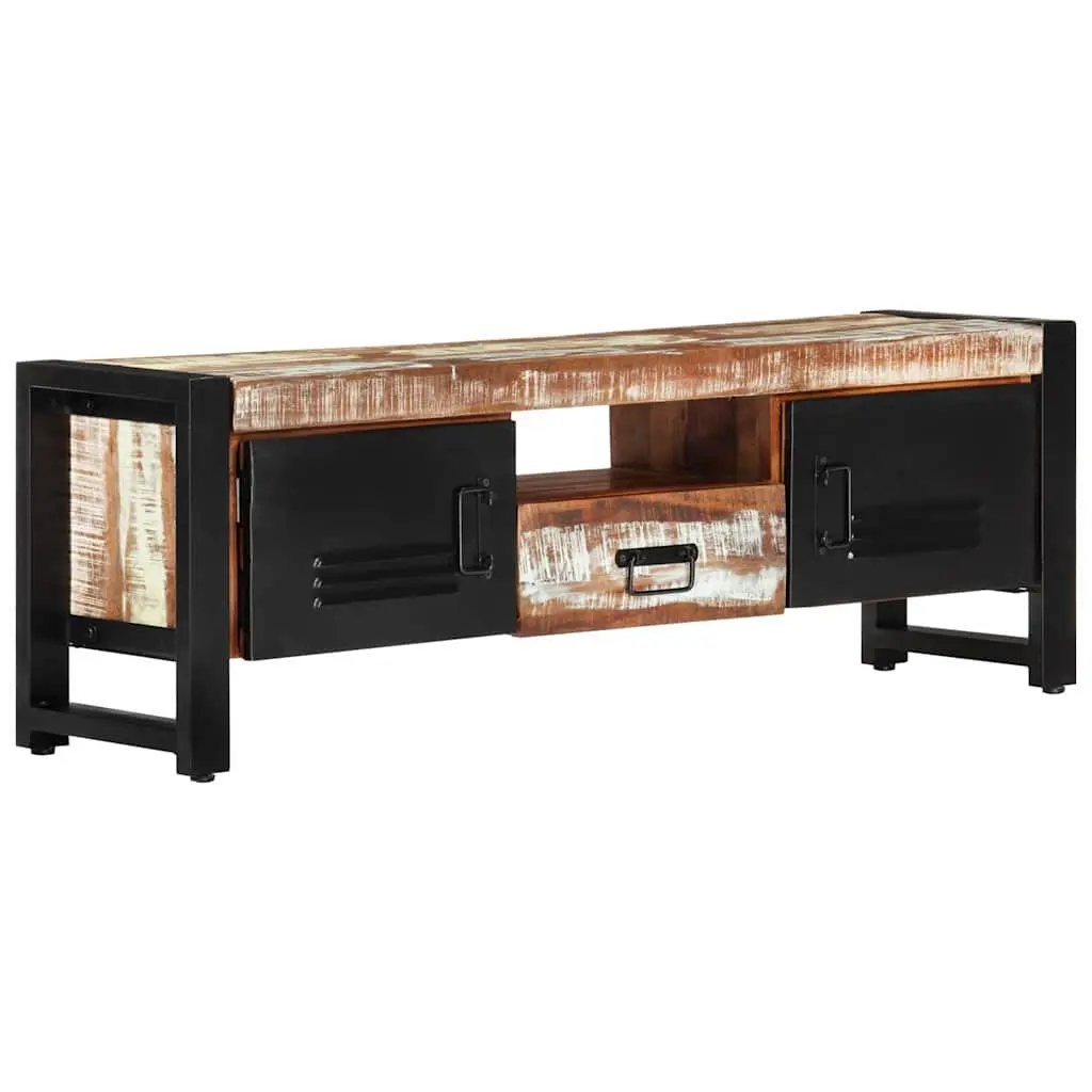 TV Cabinet Industrial Style 120x30x40 cm Solid Reclaimed Wood with Doors Drawer