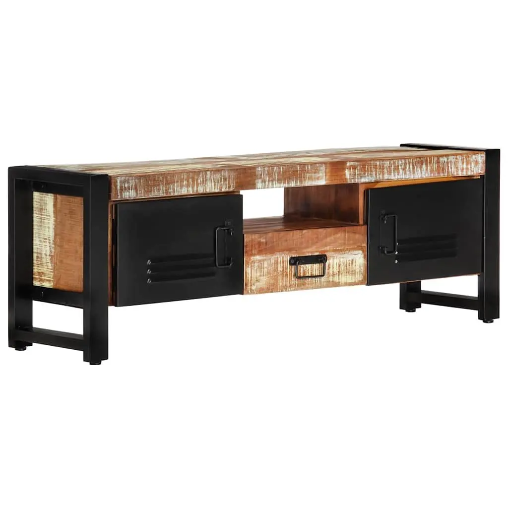 TV Cabinet Industrial Style 120x30x40 cm Solid Reclaimed Wood with Doors Drawer