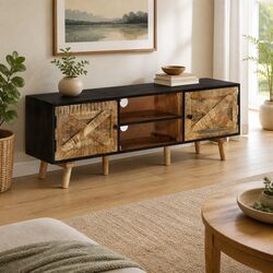 Warm Mango Wood TV Cabinet for Living Room & Bedroom