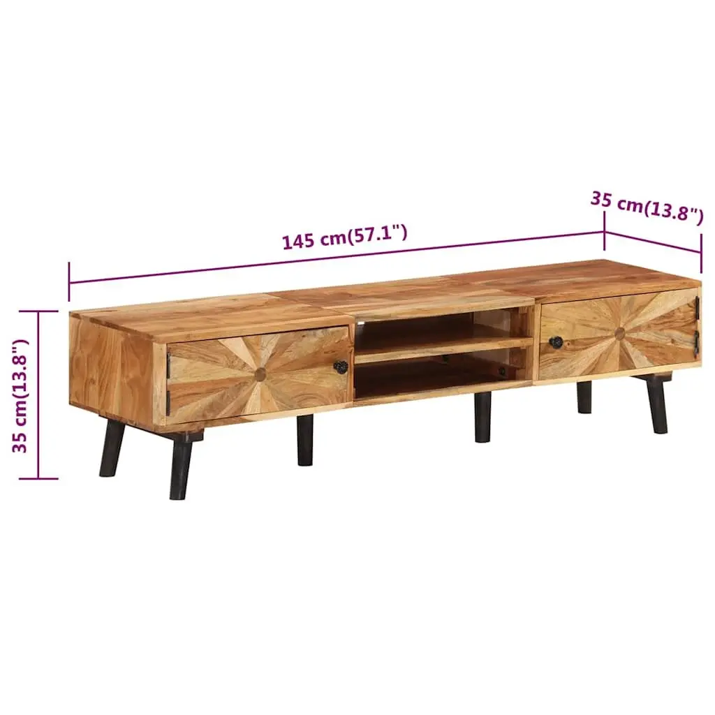TV Cabinet 145x35x35 cm Solid Wood Acacia Brown Storage Furniture Living Room