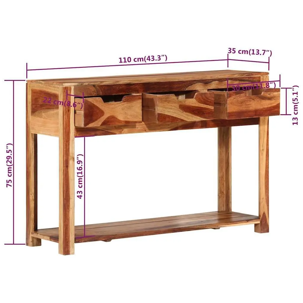 Solid Acacia Wood Console Table 110x35x75 cm