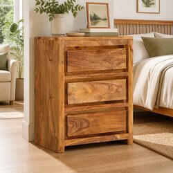 Acacia Wood Drawer Cabinet 60x33x75 cm with 3 Drawers