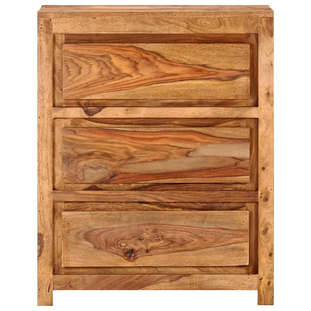 Solid Wood Acacia Drawer Cabinet 3 Drawers Brown 60x33x75cm Storage Chest