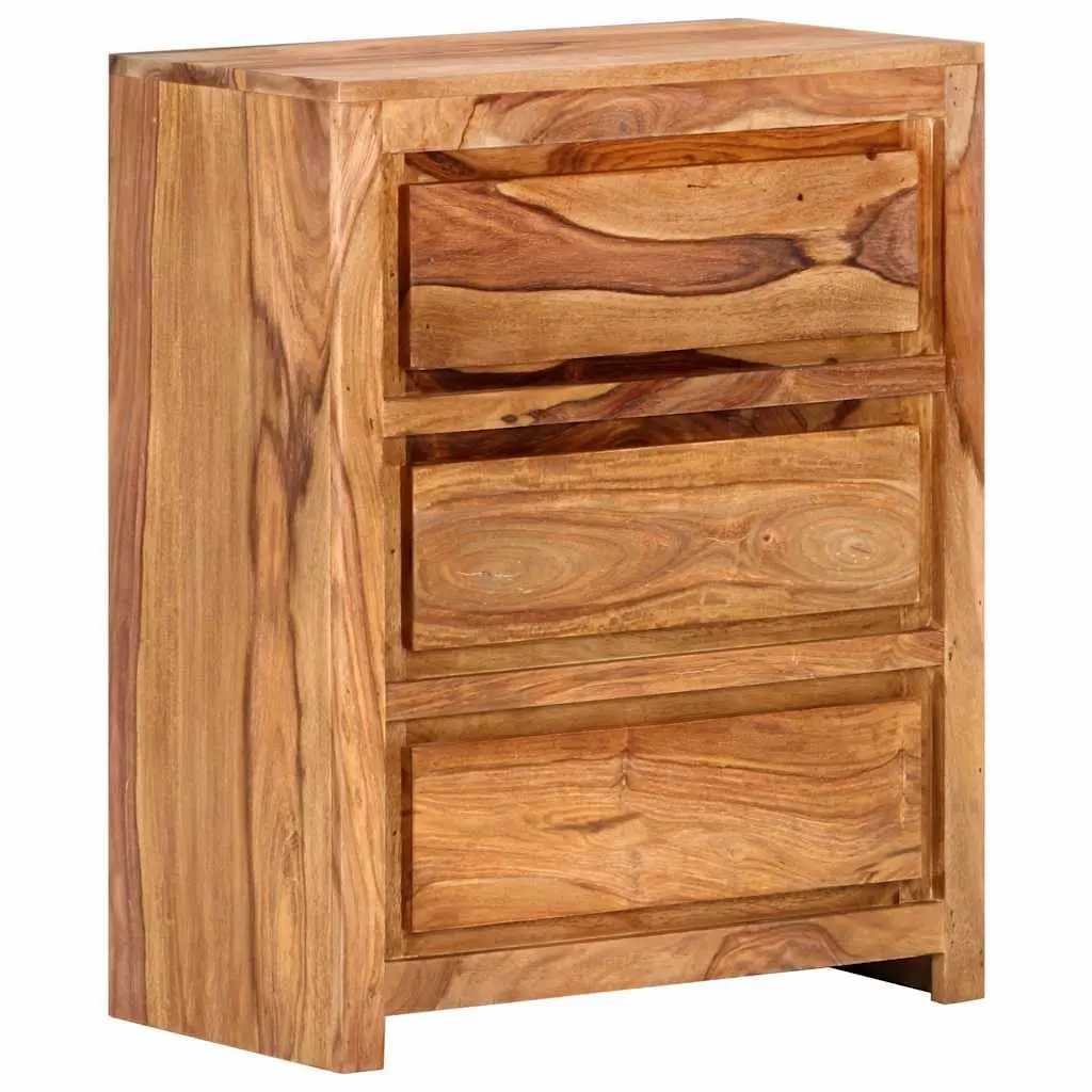 Solid Wood Acacia Drawer Cabinet 3 Drawers Brown 60x33x75cm Storage Chest