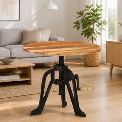 Elegant Adjustable Side End Table with Solid Wood