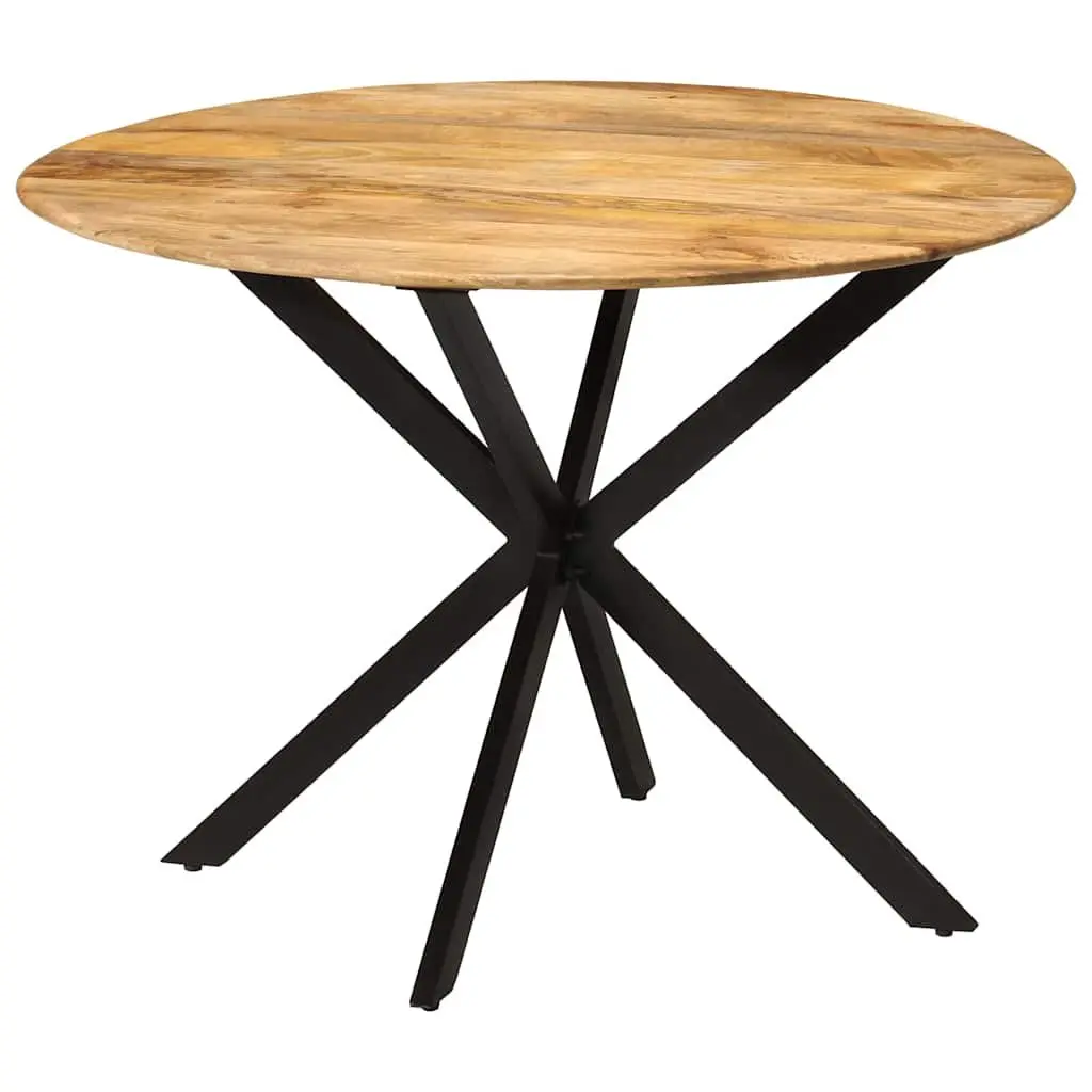 Dining Table Round 110cm Solid Mango Wood Steel Frame