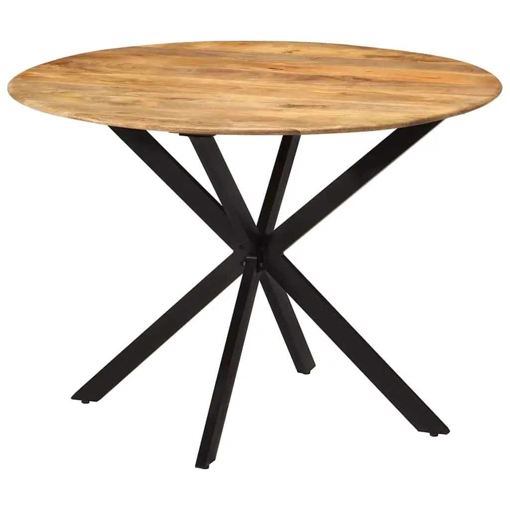 Dining Table Round 110cm Solid Mango Wood Steel Frame