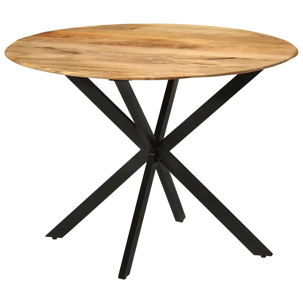 Dining Table Round 110cm Solid Mango Wood Steel Frame