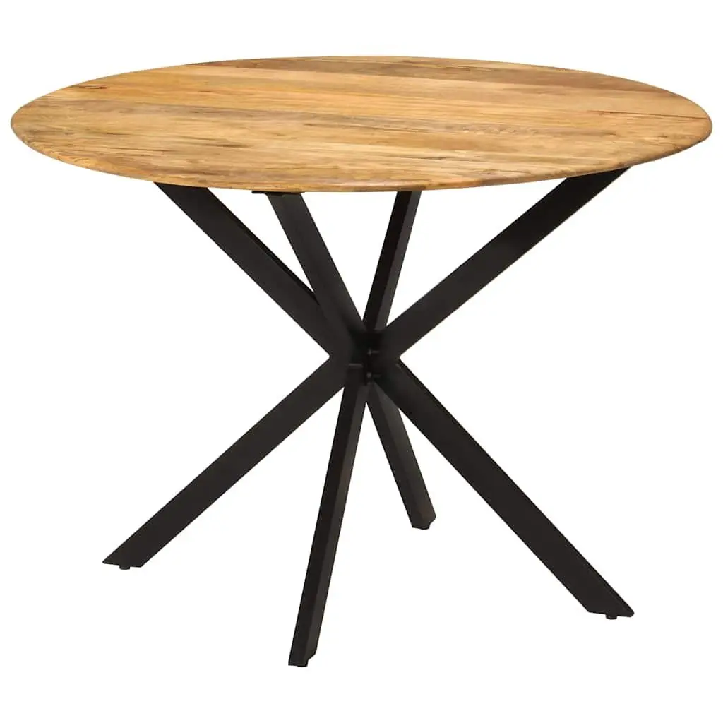 Dining Table Round 110cm Solid Mango Wood Steel Frame