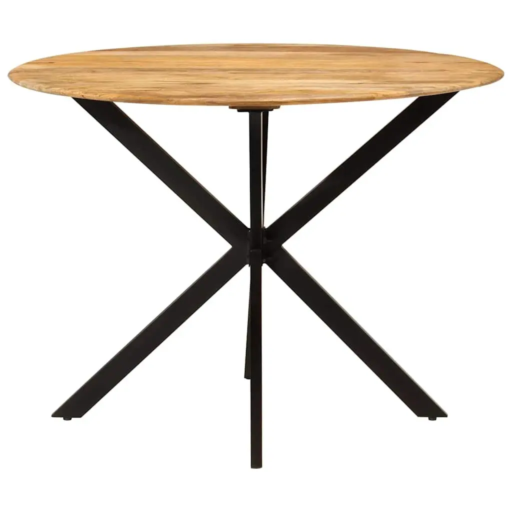 Dining Table Round 110cm Solid Mango Wood Steel Frame