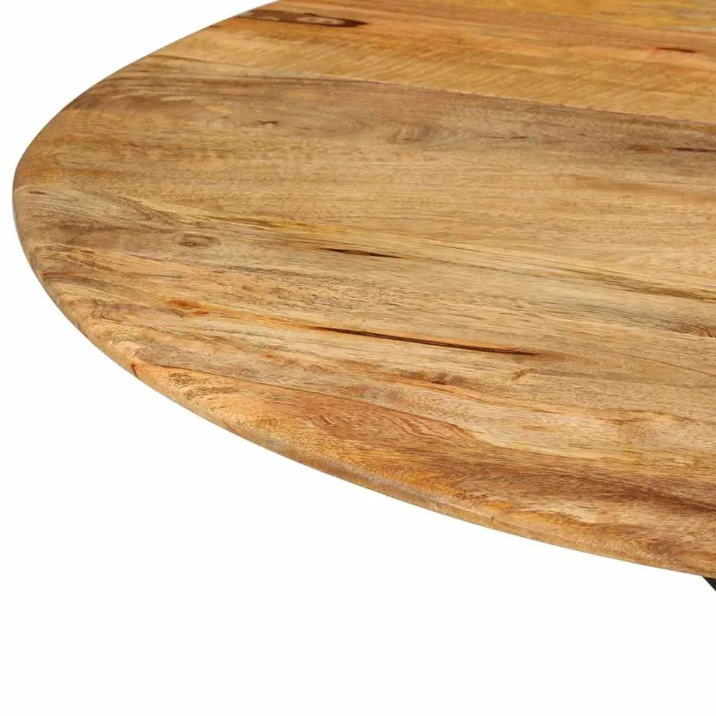 Dining Table Round 110cm Solid Mango Wood Steel Frame