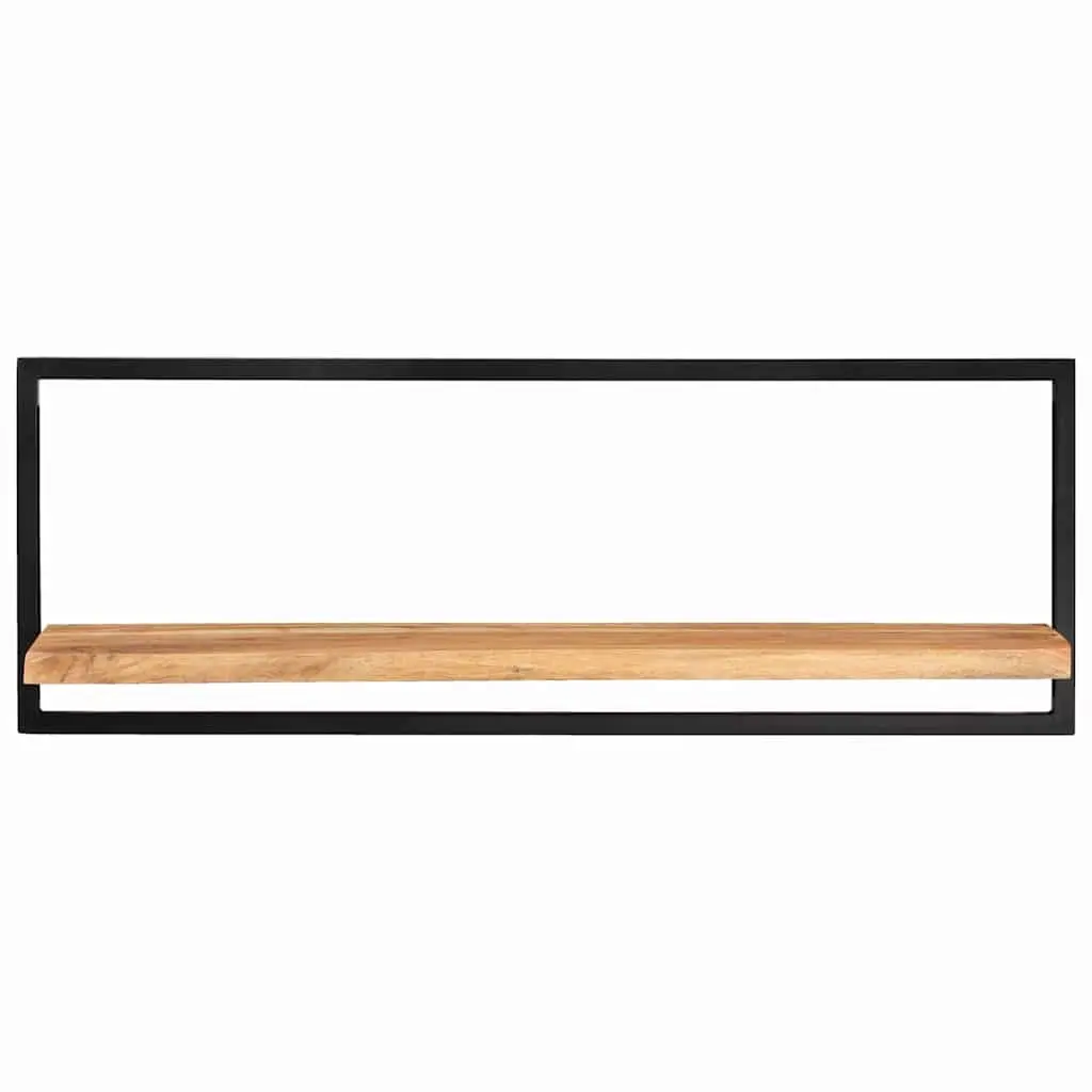 Wall Shelves Floating 2 Piece Brown Solid Acacia Wood Steel Frame
