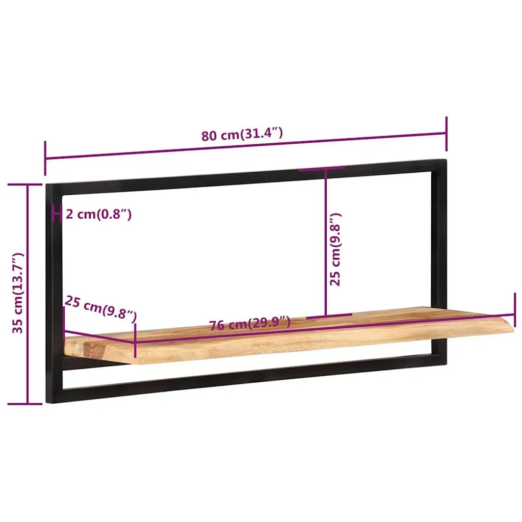 Wall Shelves 2 Pieces 80x25x35 cm Floating Display Shelf Brown Wood Steel Frame