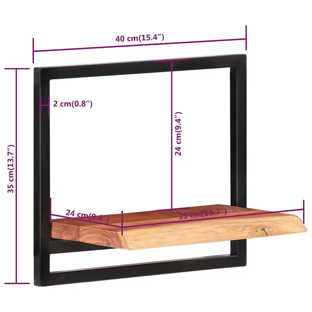 Wall Shelves Floating Display Shelving 40 x 24 x 35 cm Solid Acacia Wood Steel Frame Brown 2 pcs