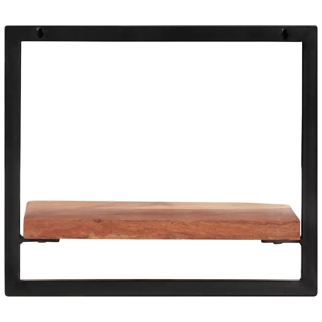 Wall Shelves Floating Display Shelving 40 x 24 x 35 cm Solid Acacia Wood Steel Frame Brown 2 pcs