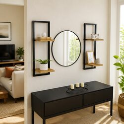 Floating Wall Shelves - 2-Piece Wooden Display Set