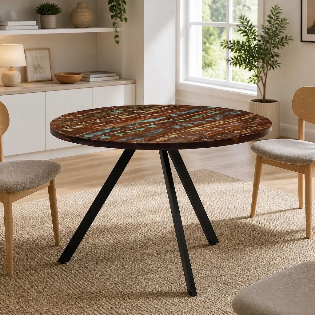 Solid Reclaimed Wood Dining Table 110x75 cm