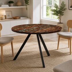Solid Reclaimed Wood Dining Table 110x75 cm