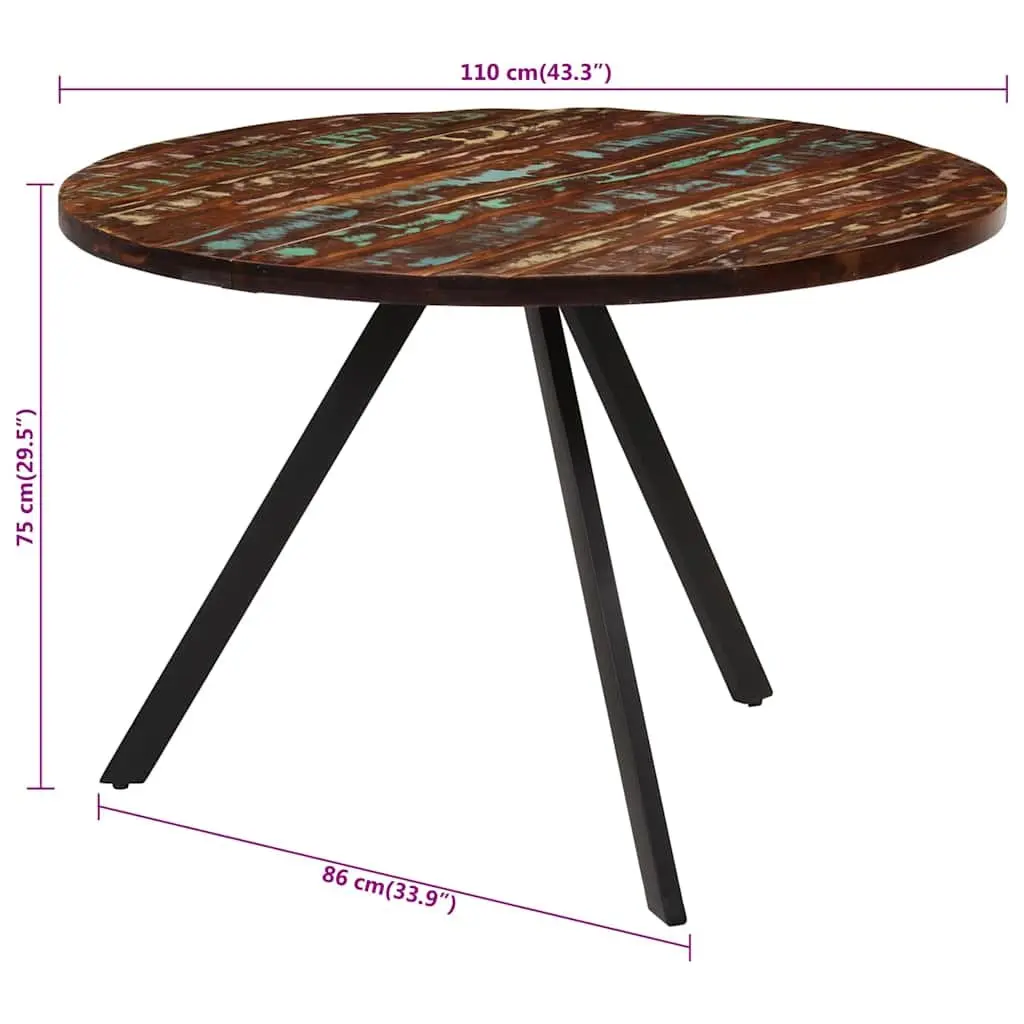 Solid Reclaimed Wood Dining Table 110x75 cm