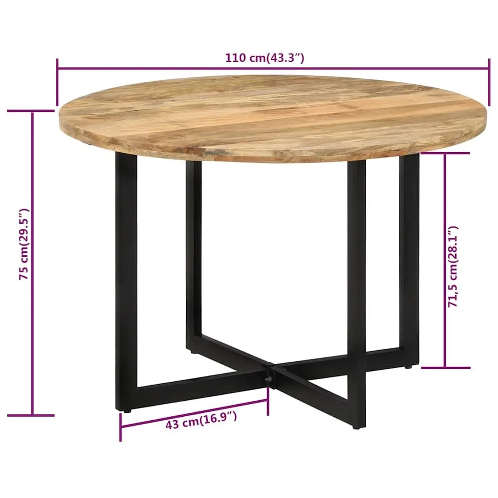 Dining Table Brown 110x75 cm Solid Wood Mango Iron Frame