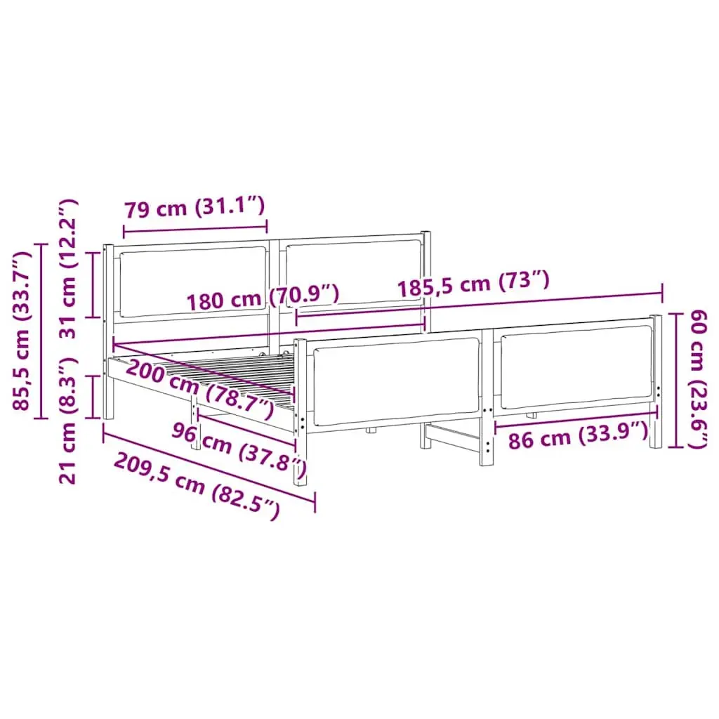 Bed Frame Dark Grey 180 x 200 cm Fabric Upholstered Platform