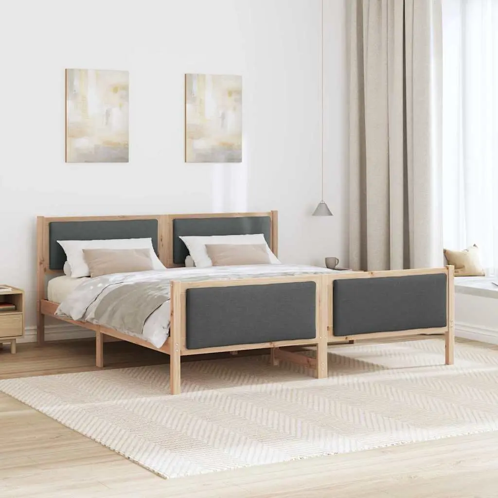 Bed Frame Dark Grey 180 x 200 cm Fabric Upholstered Platform
