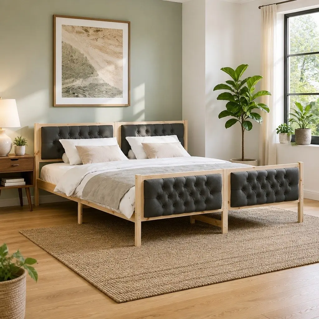Bed Frame with Headboard Brown 180 x 200 cm Solid Pine Wood