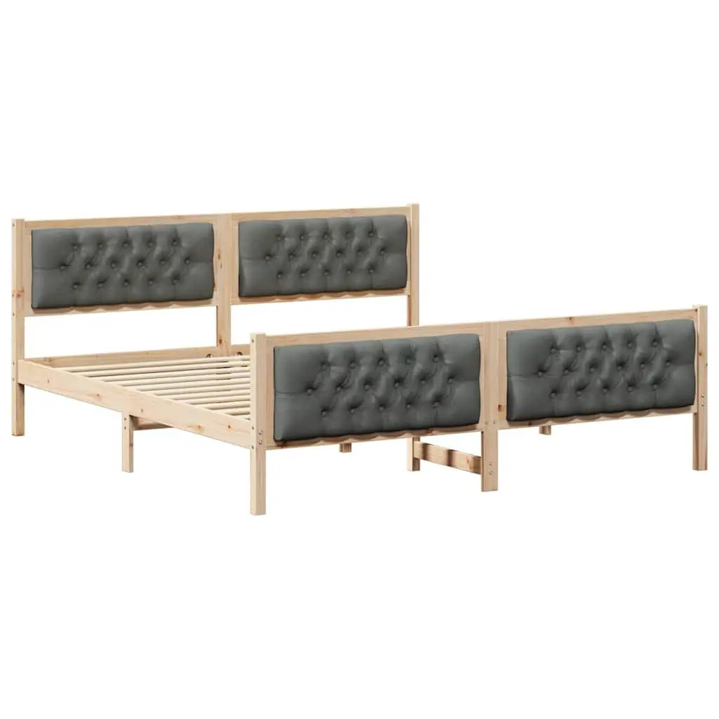 Bed Frame with Headboard Brown 180 x 200 cm Solid Pine Wood