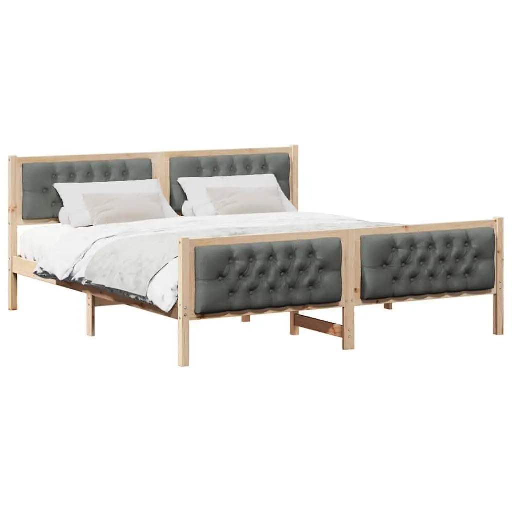 Bed Frame with Headboard Brown 180 x 200 cm Solid Pine Wood