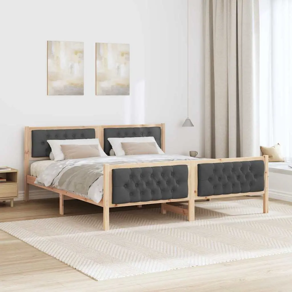 Bed Frame with Headboard Brown 180 x 200 cm Solid Pine Wood