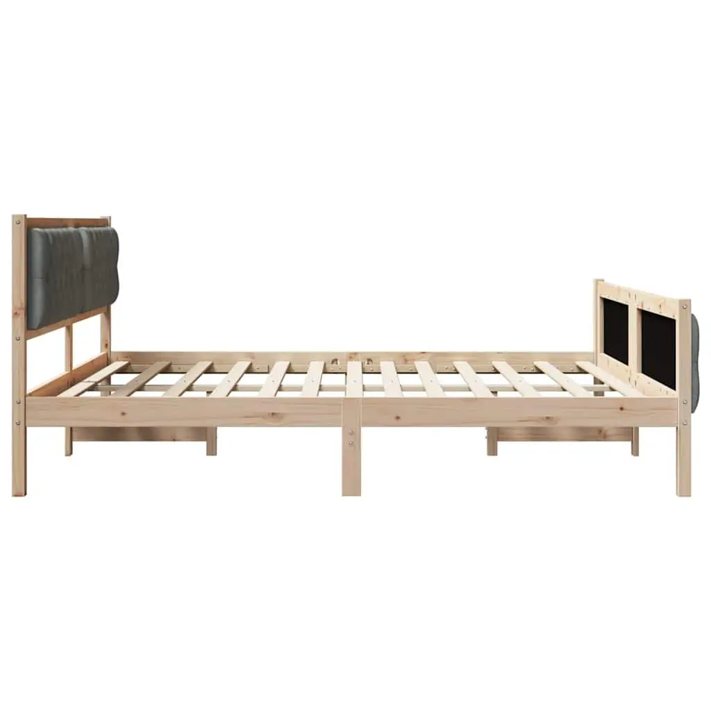 Bed Frame with Headboard Brown 180 x 200 cm Solid Pine Wood